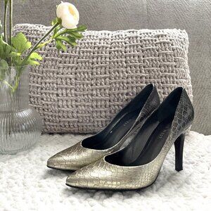 Nine West Ombre Snake Heels (Gold/Black) 5.5